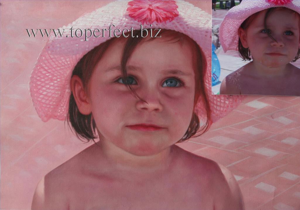 imd013 小さな女の子のポートレート油絵